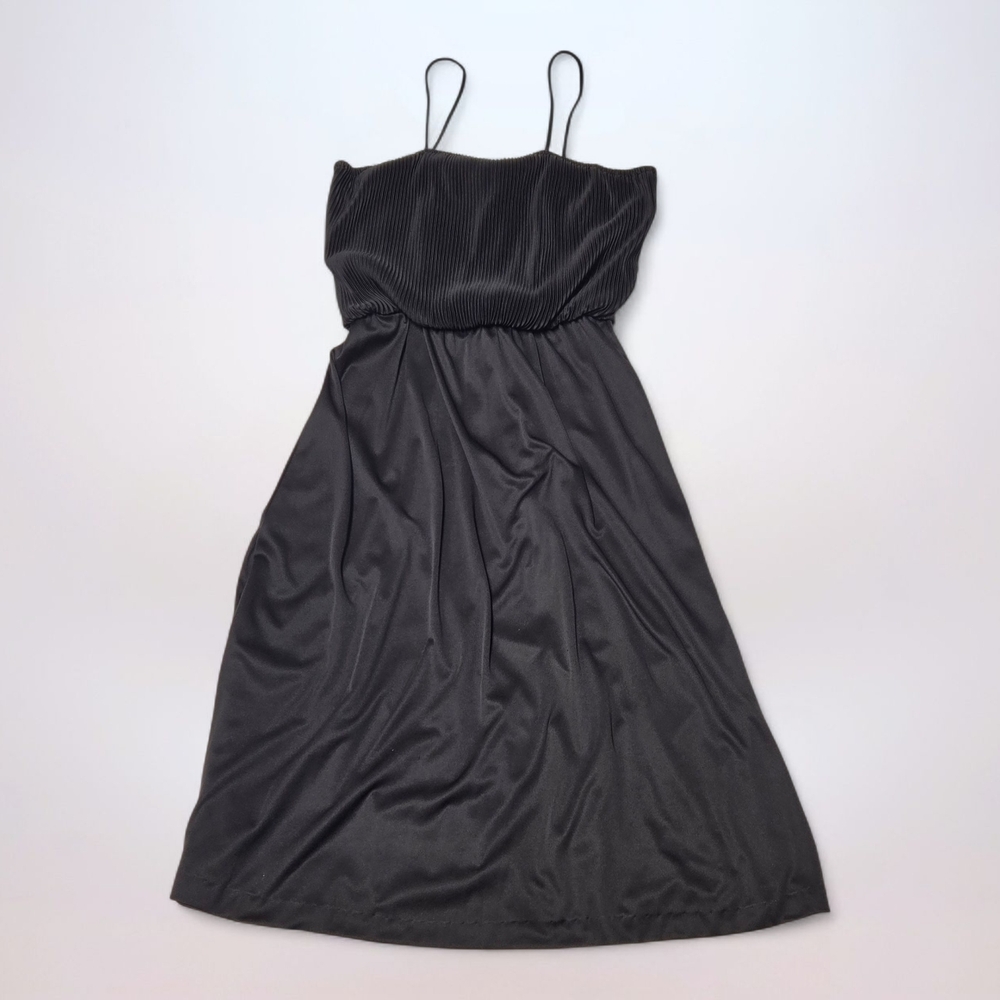 Vintage 80s LBD Ruched Bodice Black Party Dress (Size 12)